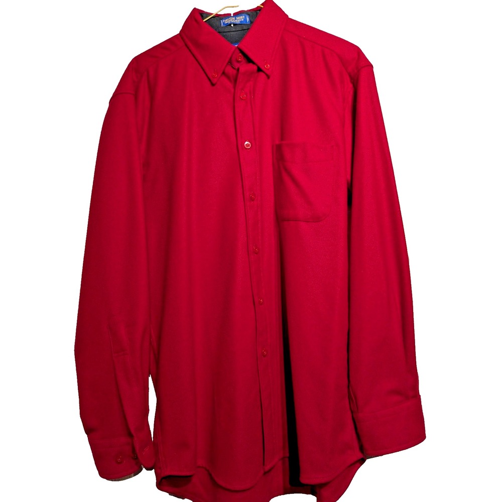 Pendleton Shirt Men M Red Fireside 100% Wool Lined Button Long Sleeve Pristine!!